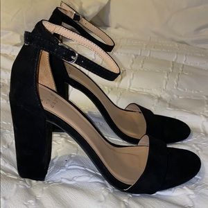 Black strap heels